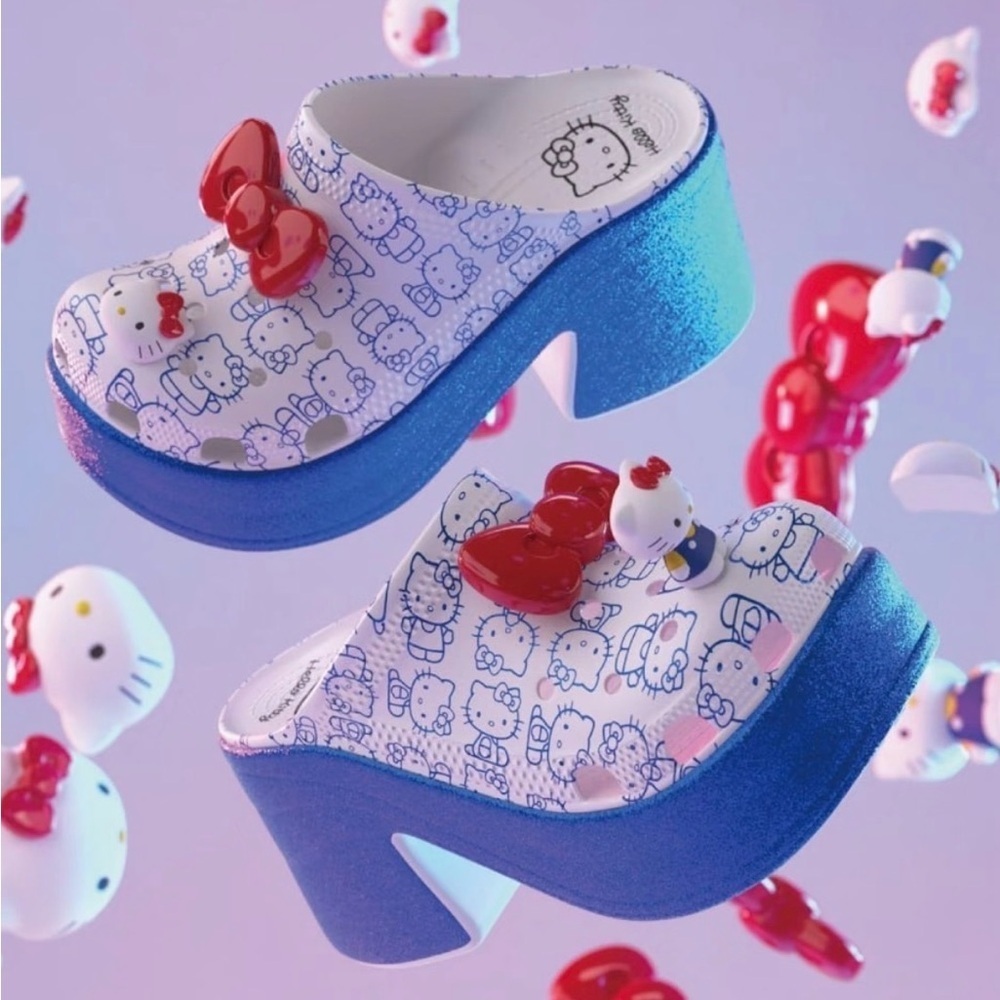 Crocs x Hello Kitty Platform Clogs Blue White Women’s Size 9 NWOT